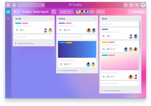 Trello - project management tool for internal communication