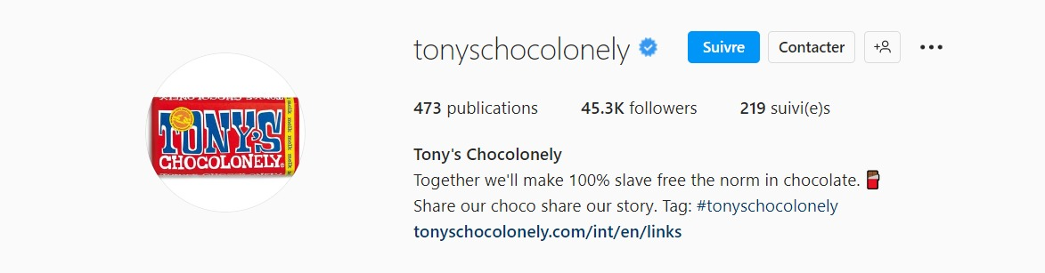 Exemple biographie Instagram Tony's