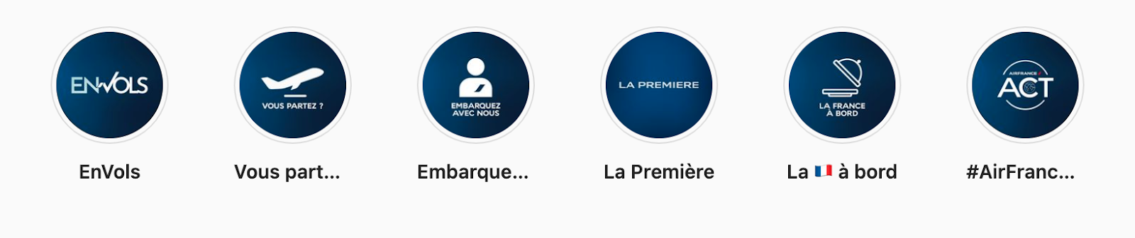 Exemple highlight Instagram Air France