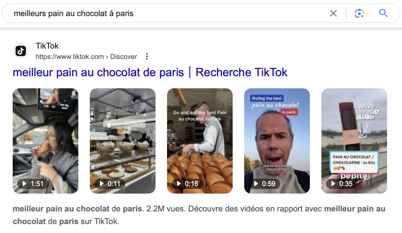 Google indexe maintenant les vidéos TikTok ou Instagram dans ses résultats de recherche