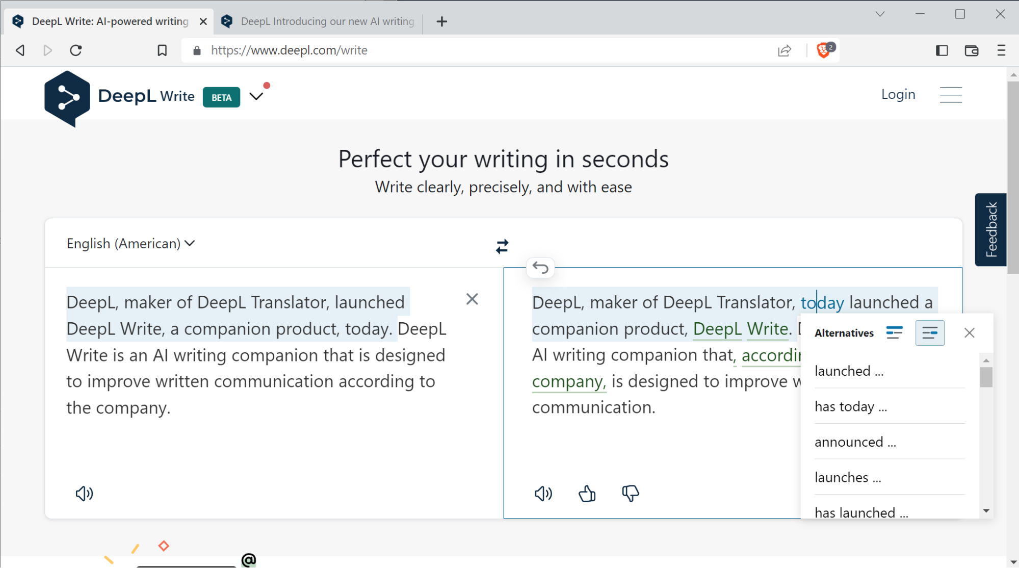 Alternative à ChatGPT pour la traduction : Deepl Write
